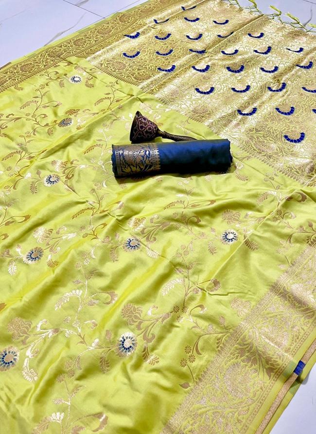 Silk Lemon Yellow Festival Wear Weaving Saree